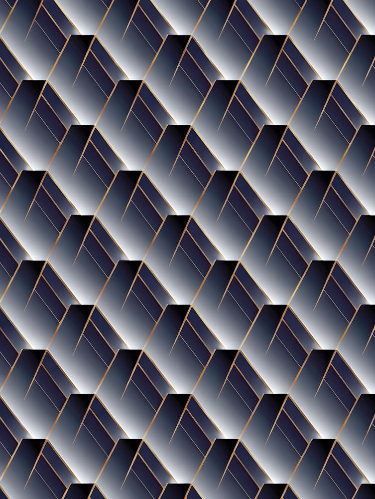 Optical Illusion Cube Pattern with Bold Outlines