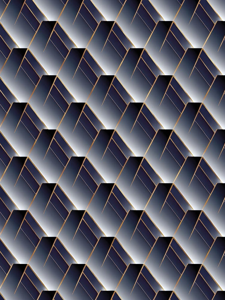 Optical Illusion Cube Pattern with Bold Outlines