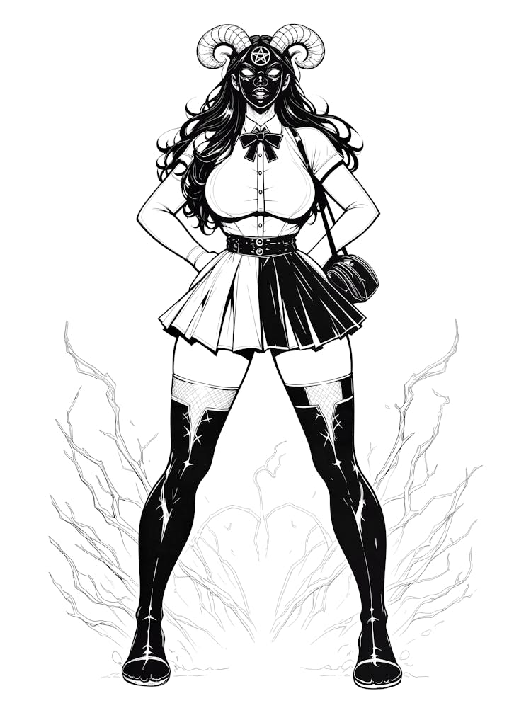 Demonic Babe Gothic Succubus Schoolgirl B