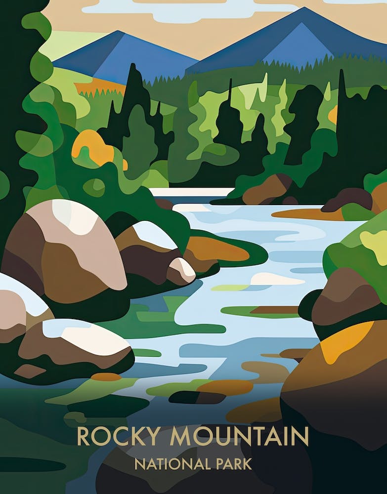 Rocky Mountain National Park Travel Poster Matisse Style 8