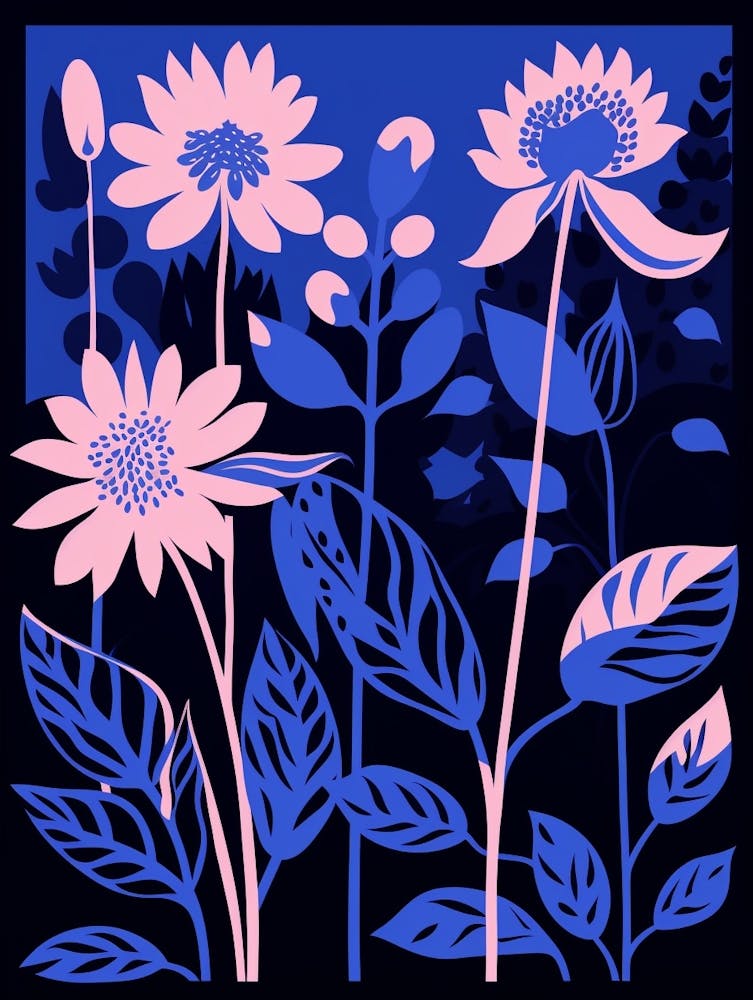 Blue Flower Illustration Bee Balm 2