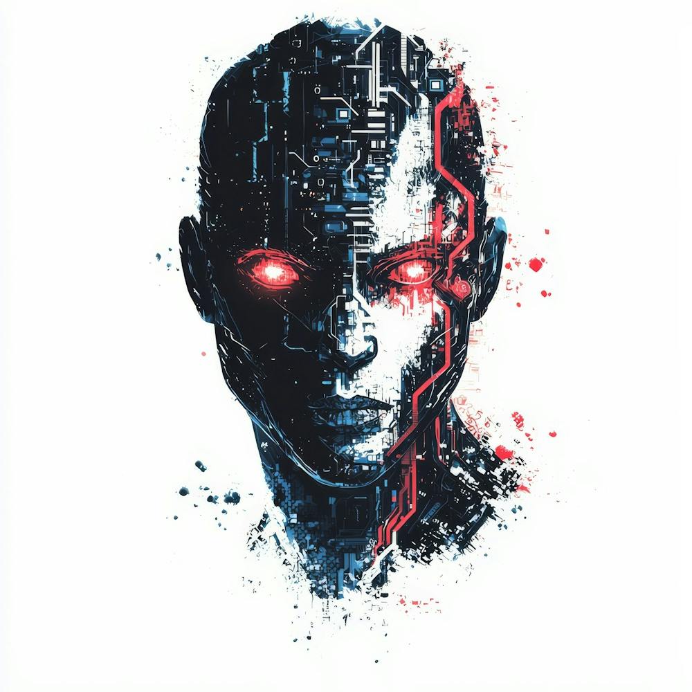 Cyborg. KI-generiert. Wall 7