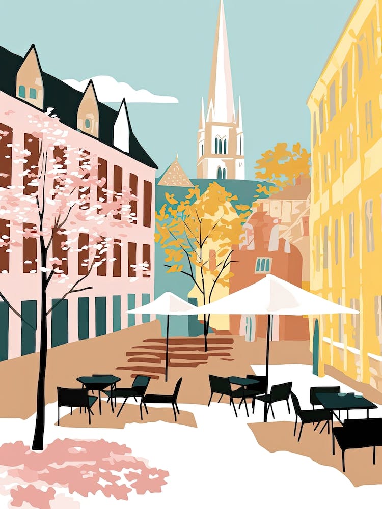 Uppsala, Sweden, Flat Pastels Tones Illustration 3