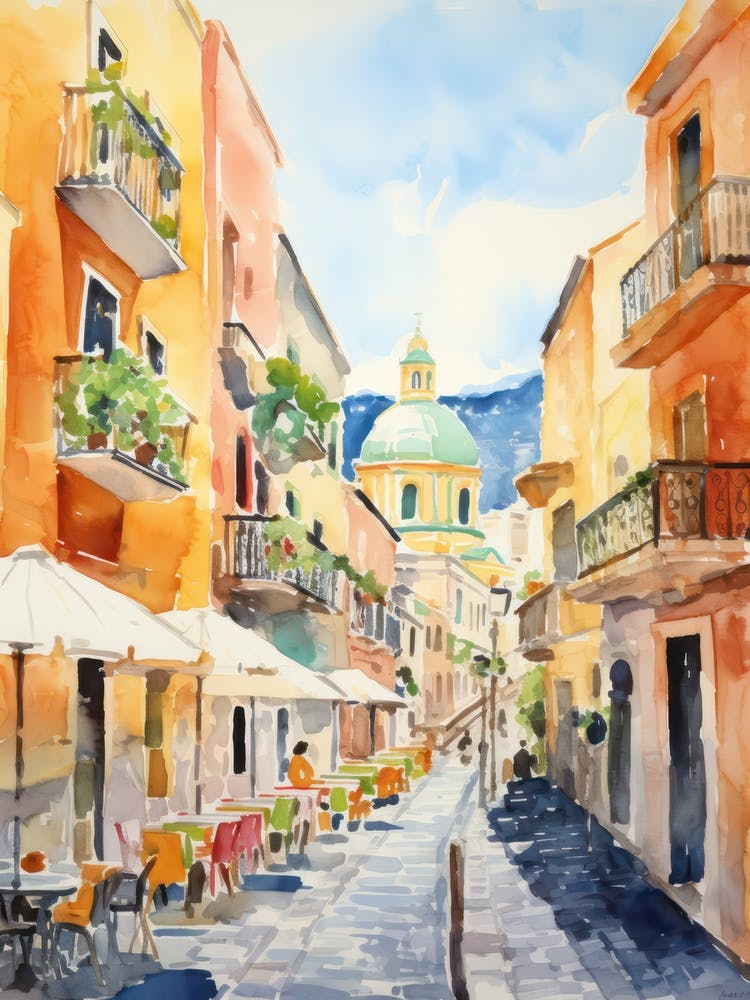 Naples, Italy Watercolour Streets 3