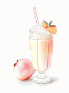 Peach Milkshake Dairy Food Pencil Illustration 4
