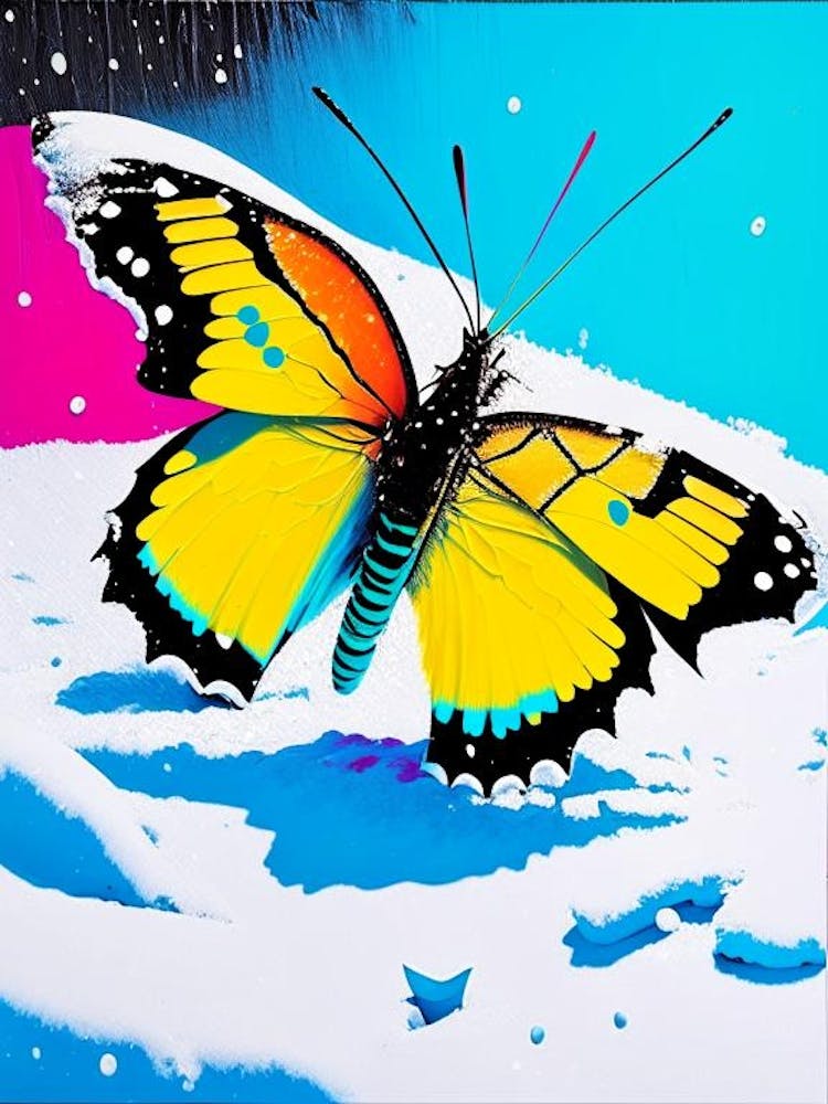 Butterfly In Snow Andy Warhol Inspired 1