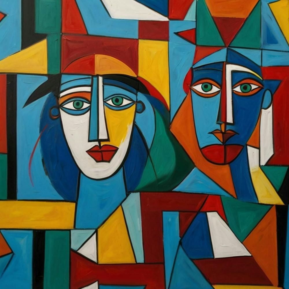 Handgemaltes Acryl im Picasso-Stil
