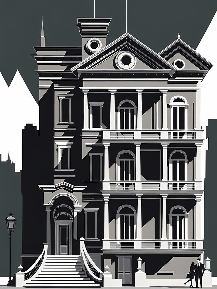 San Francisco, black and white monochromatic art