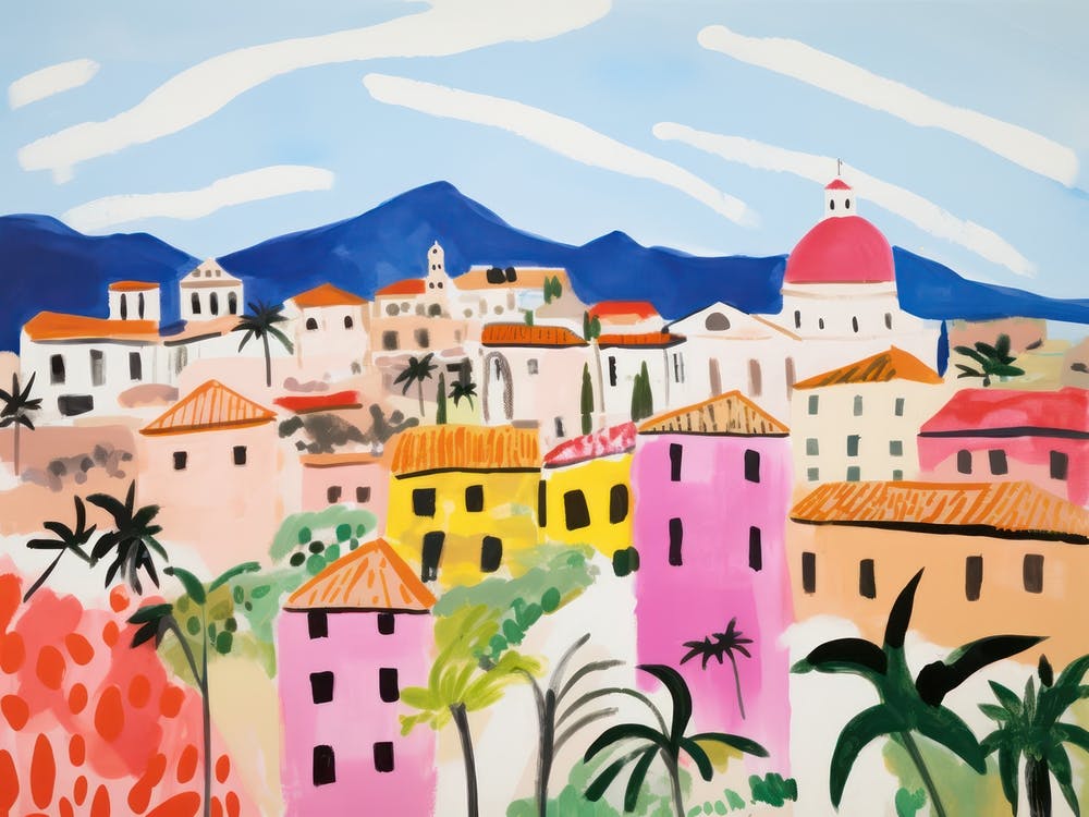 Catania Italy Cute Watercolour Illustration 1