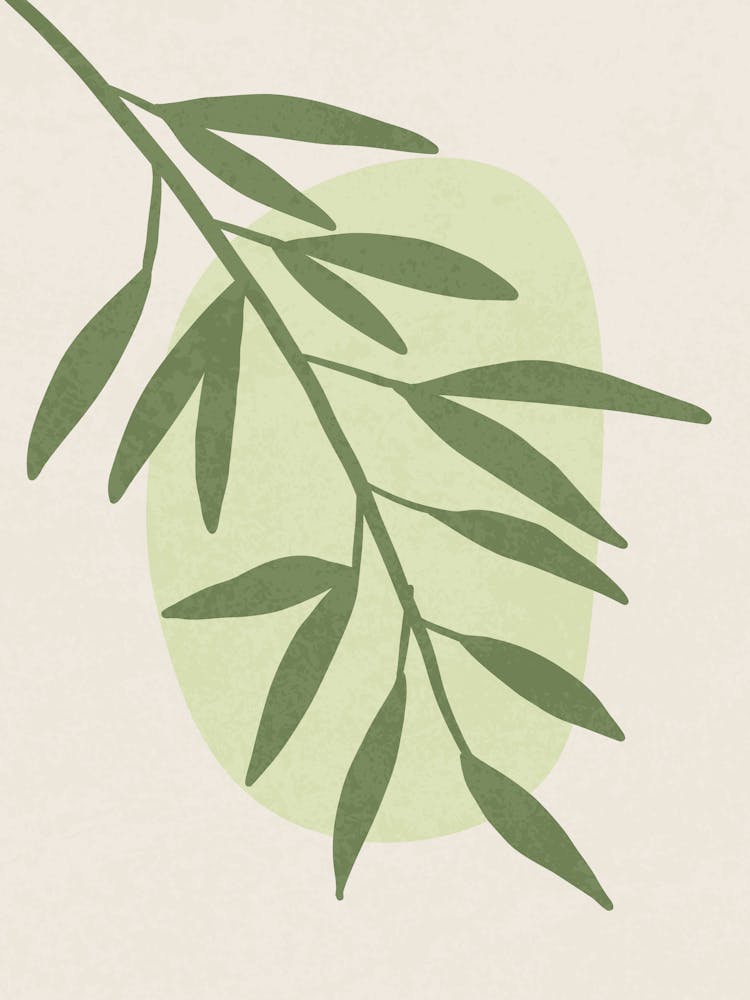 Minimalist Green Branch Botanical Art