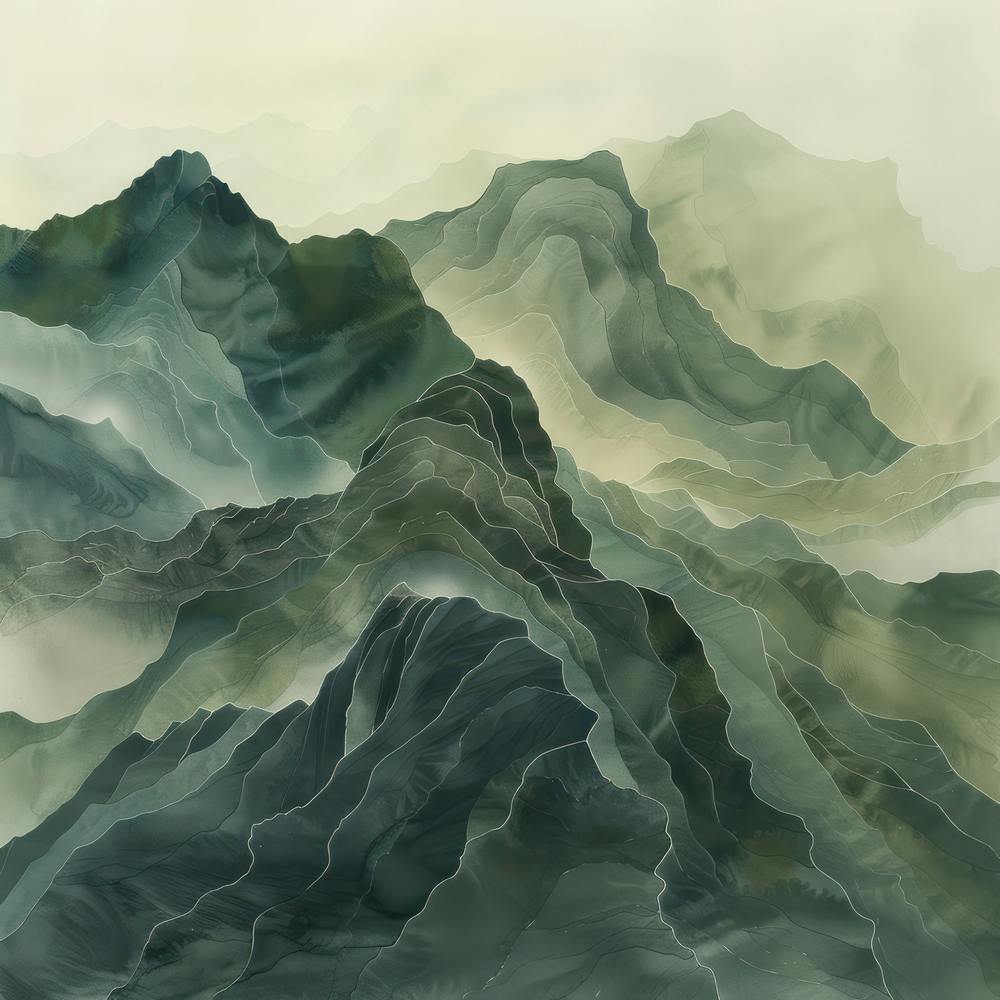 Japanese Watercolour Of Mount Hakuba 5
