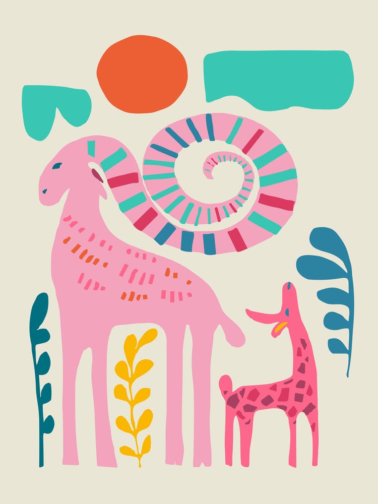 Giraffe And Goat