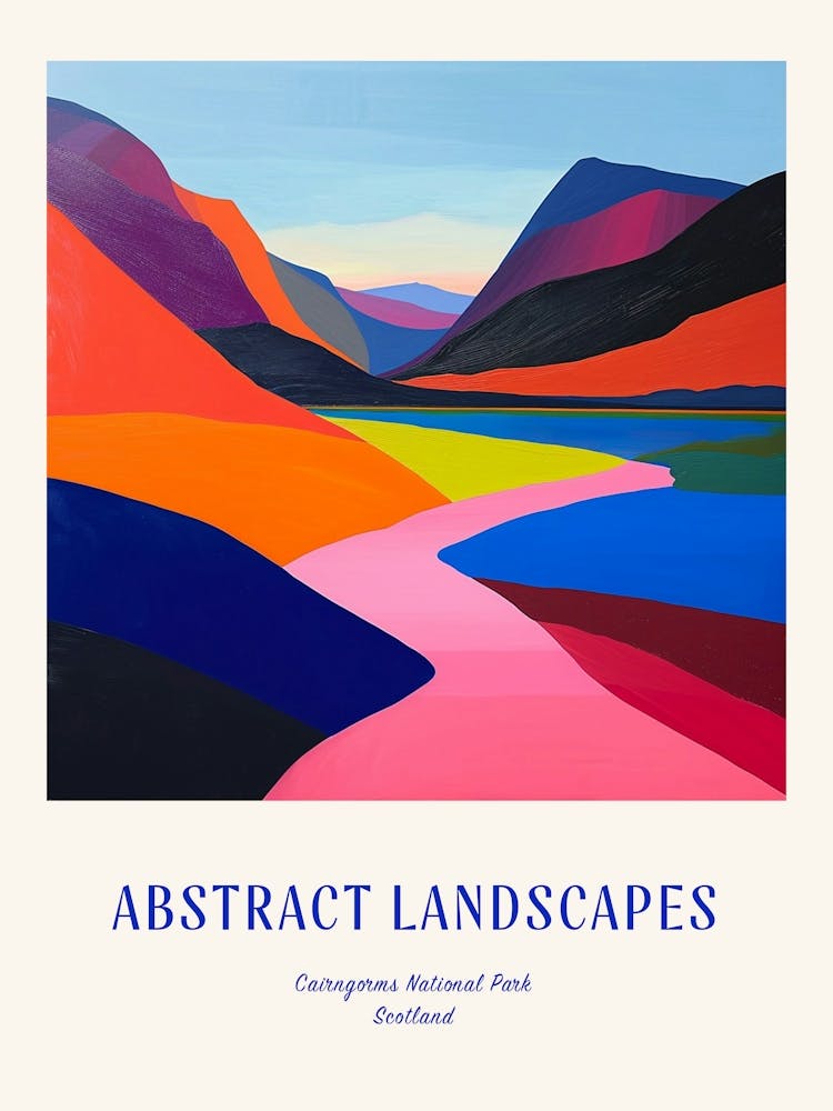 Colourful Abstract Cairngorms National Park Scotland 2 Poster Blue