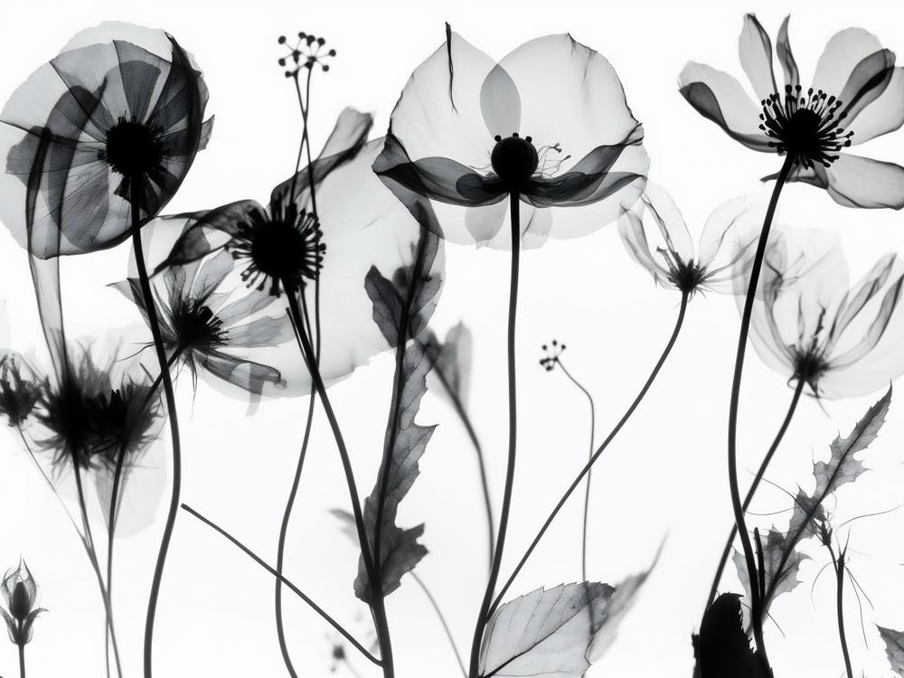 Silhouette Black And White Flowers