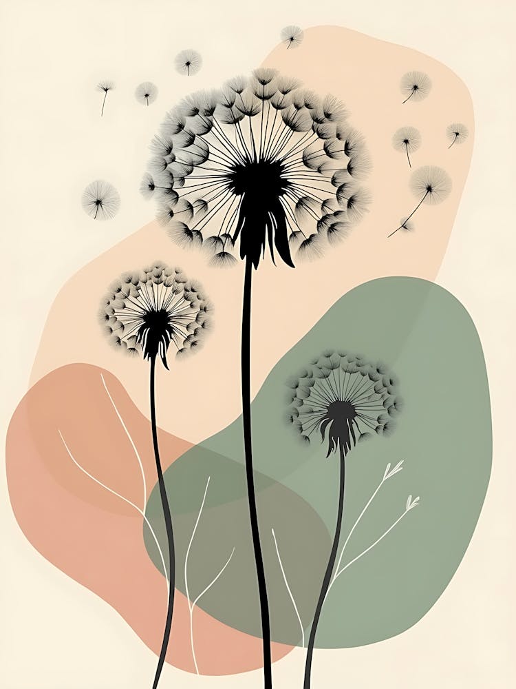 Serene Dandelion Breeze with Soft Pastel Hues