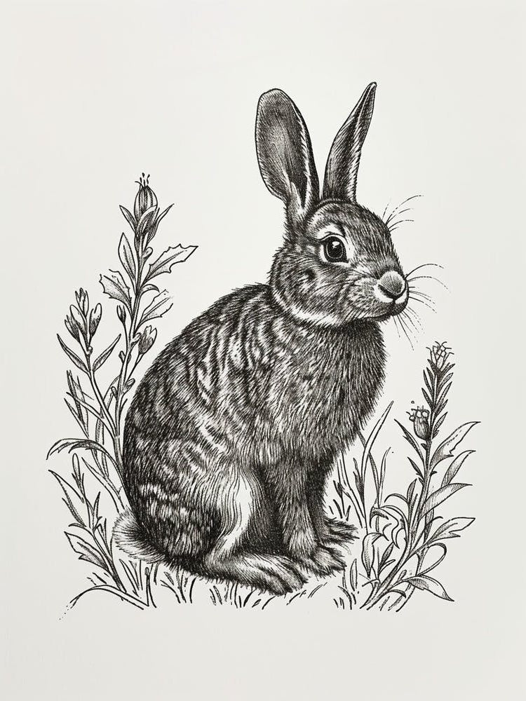Britannia Petite Blockprint Rabbit Illustration 8