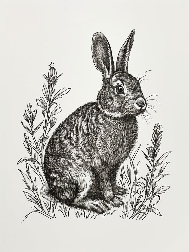 Britannia Petite Blockprint Rabbit Illustration 8