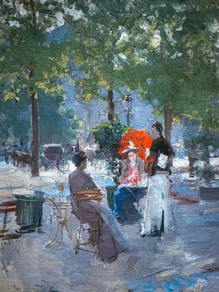Konstantin Korovin (Russian, 1861-1939), A Paris Cafe, c. 1890. Classical Impressionism Oil Painting Parisian French European Scenery HD Remastered 2