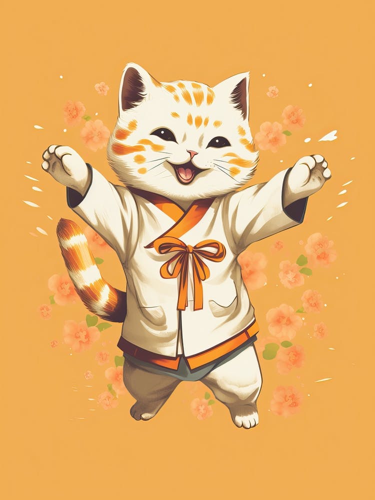 Kawaii Cat Drawings Dancing 2