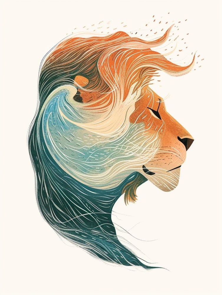African Lion Facing A Storm Clipart 3