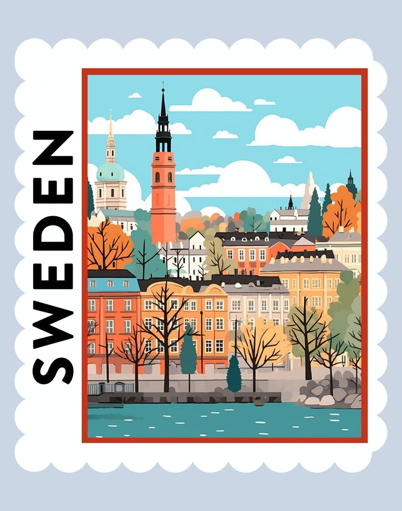 Sweden 2 Affiche Timbre de Voyage
