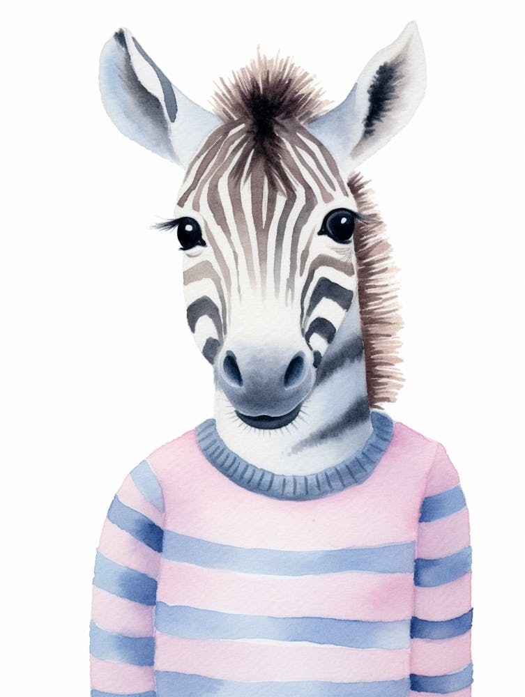 Baby Animal Watercolour Zebra 2