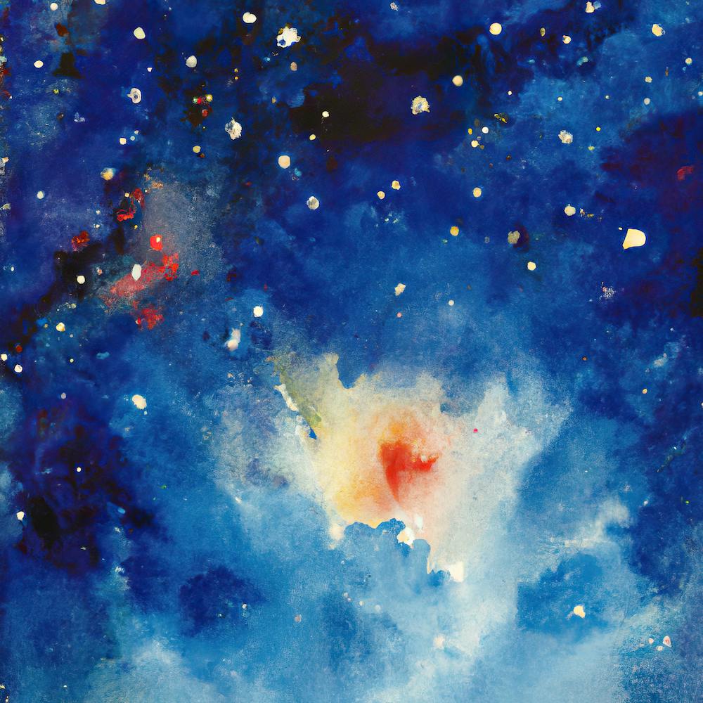 Aquarelle de Cœur Dans le Ciel