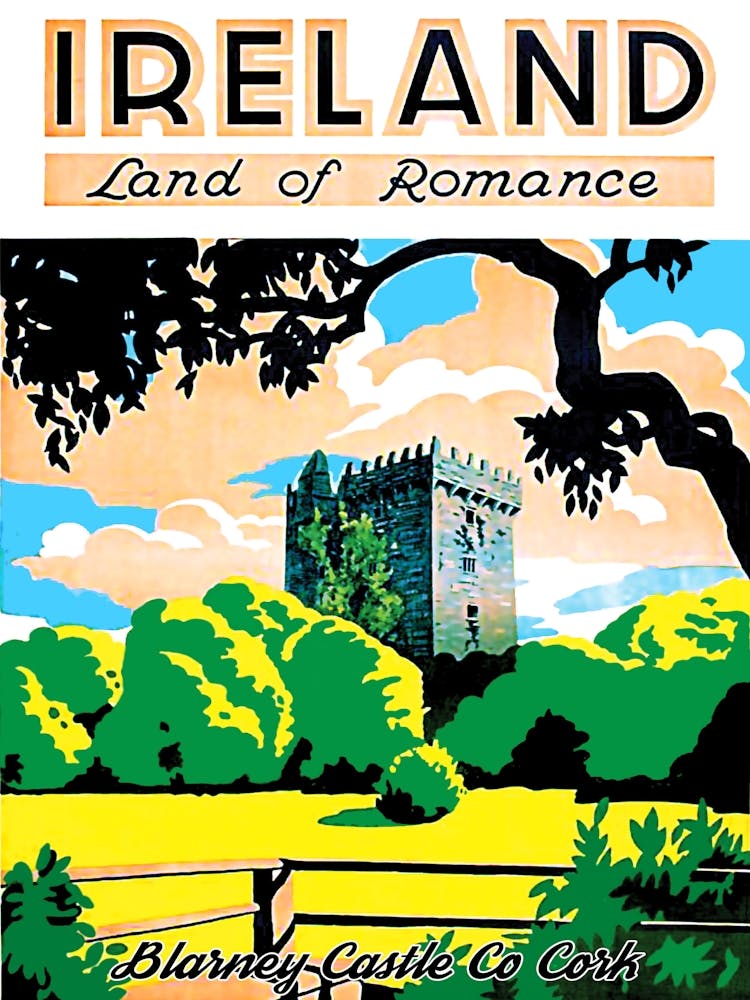 Cork Ireland Blarney Castle Vintage Poster
