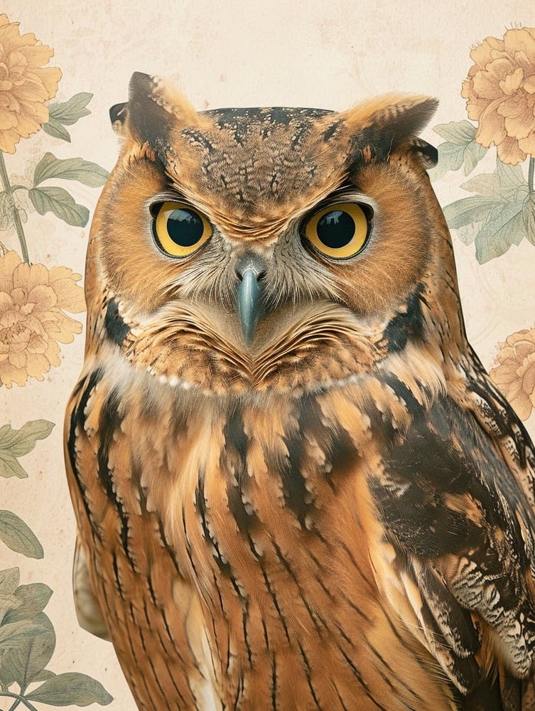 Brown Fish Owl Japanese Painting 5