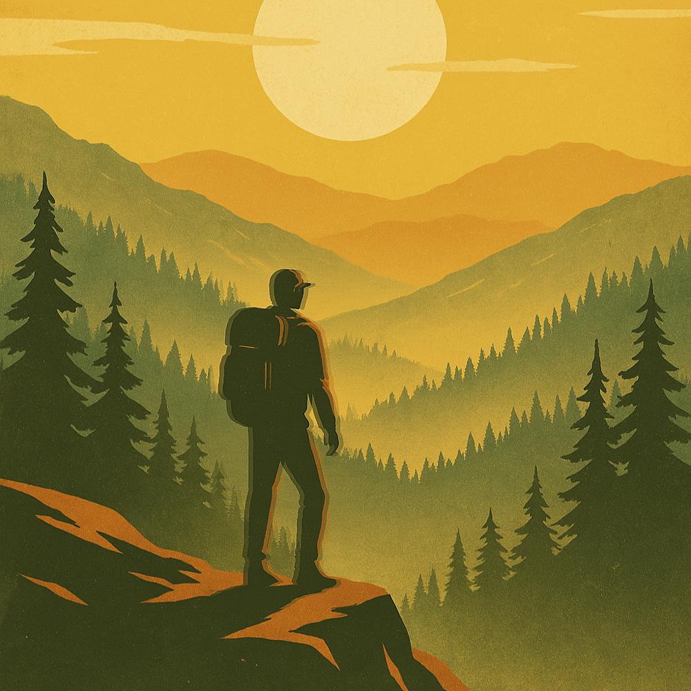 Man Standing On Top Of A Mountain - RISE & SHINE & ROAM