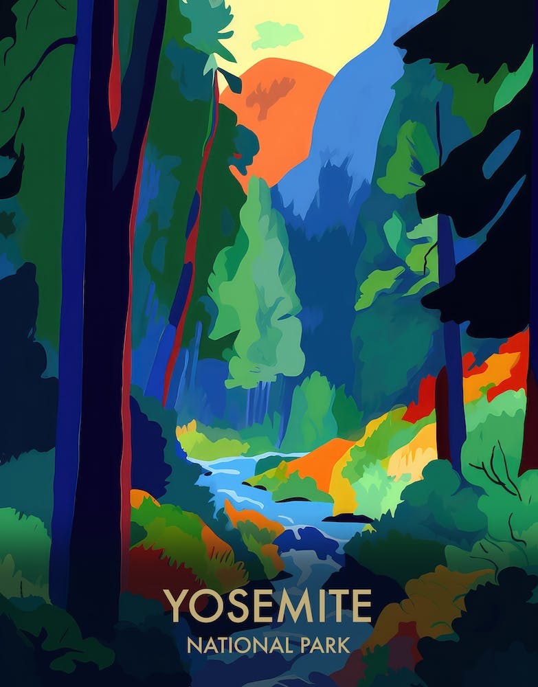 Yosemite National Park Matisse-Stil Vintage-Reiseplakat 2