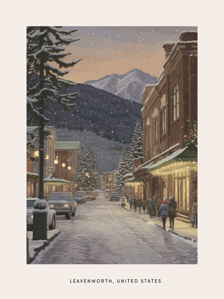Vintage Winter Poster Leavenworth Washington 3