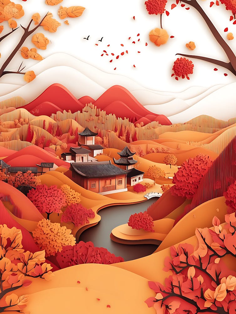 Beau Paysage Style Artisanat en Papier 14