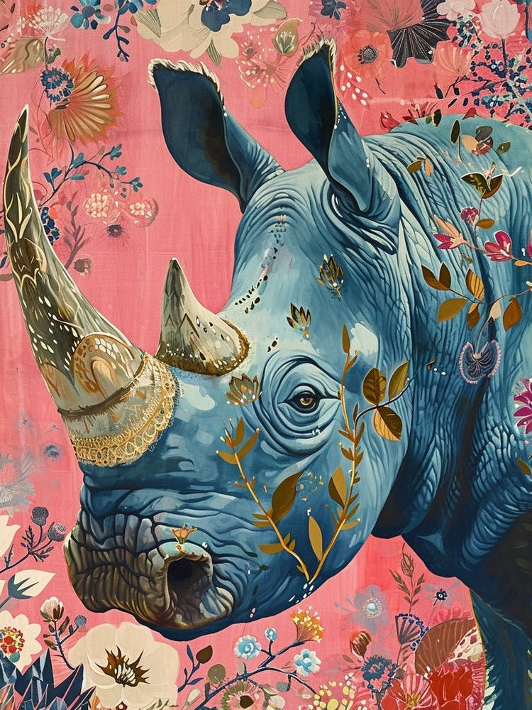Floral Animal Painting Rhinoceros 2