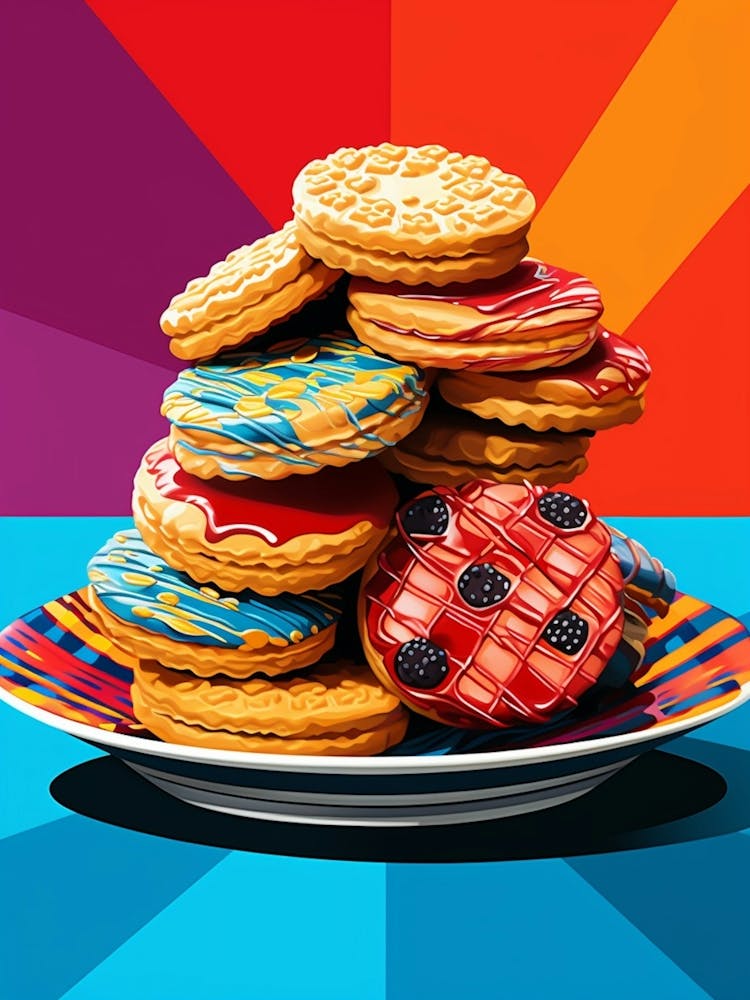 Pop Art Stacked Cookies On A Plate 2