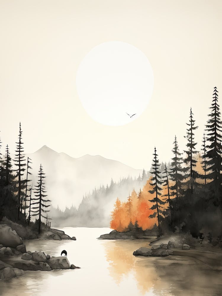 Watercolour Of Great Bear Rainforest   British Columbia Canada 0