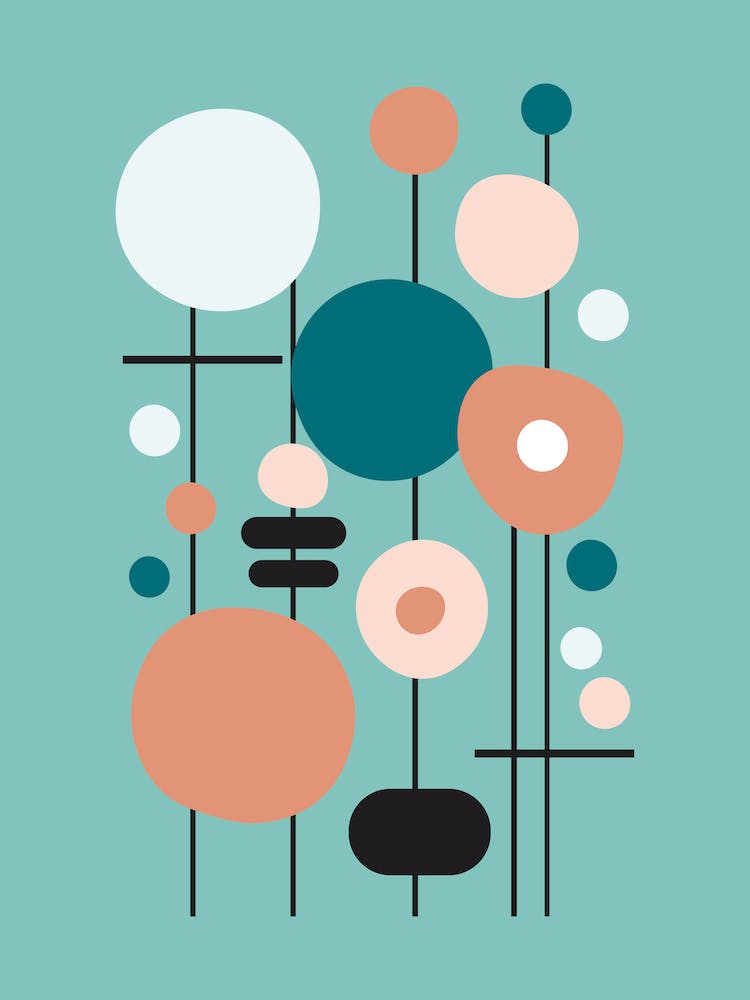 Mid Century Modern Abstract 22 Aqua