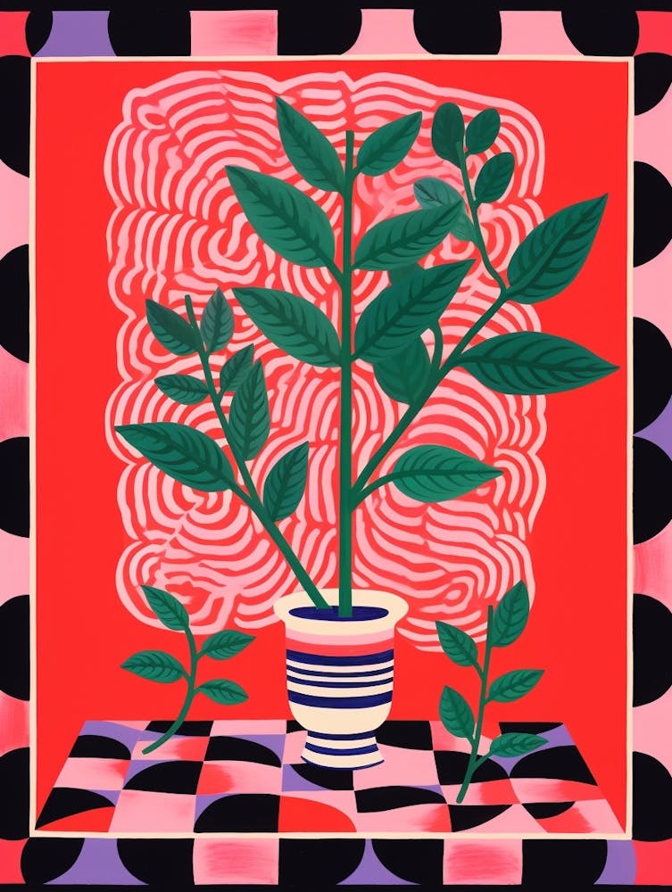 Pink And Red Plant Illustration Zz Plant 3