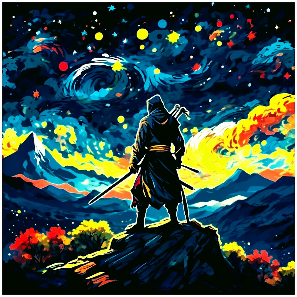 Ninja With Starry Night Sky
