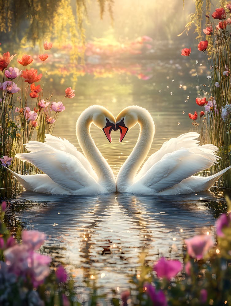 Amazing Swan Couple in the Lake 20
