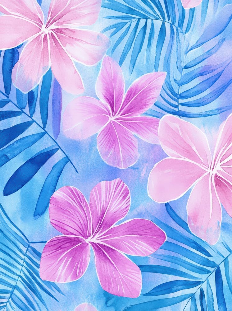 Watercolor Tropical Flower Pattern