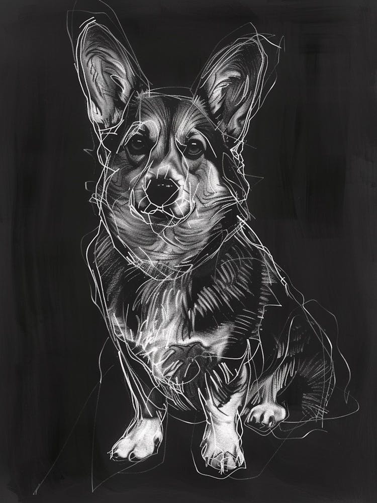 Corgi Kohlelinienzeichnung 3