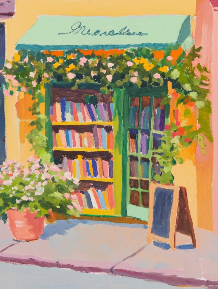 Local Book Store Gouache Painting
