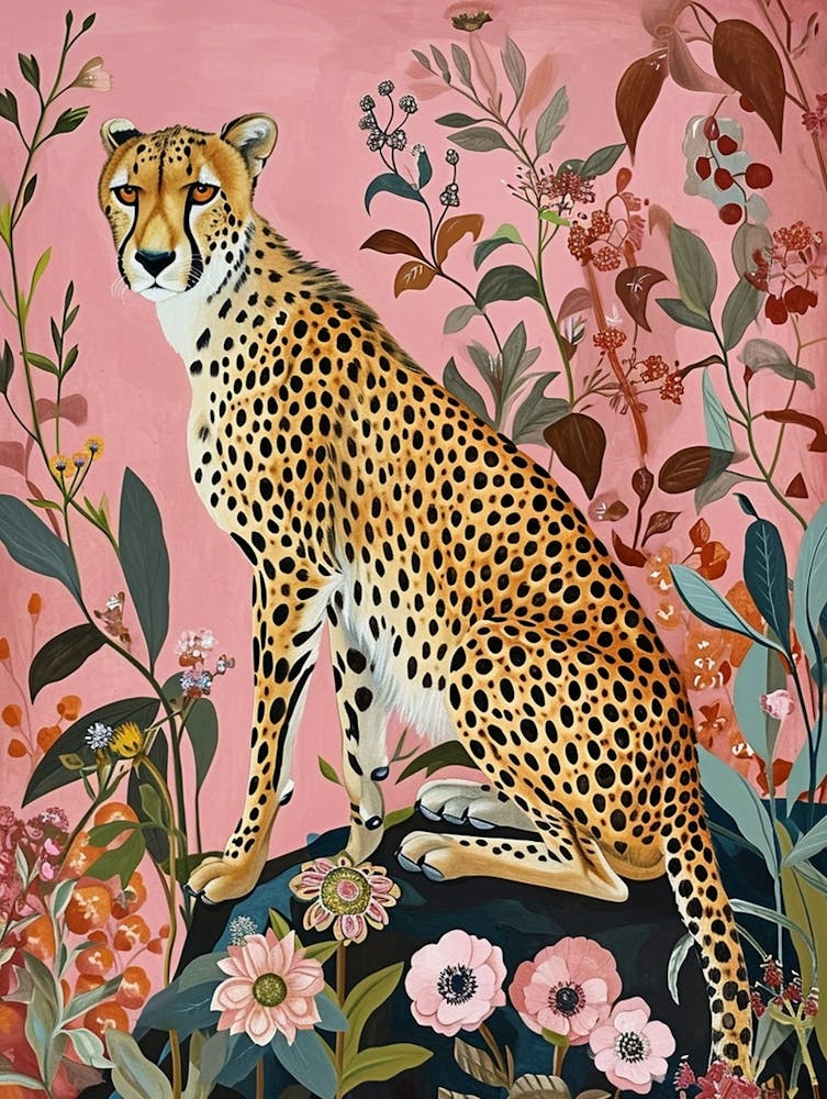 Floral Animal Painting Cheetah 3
