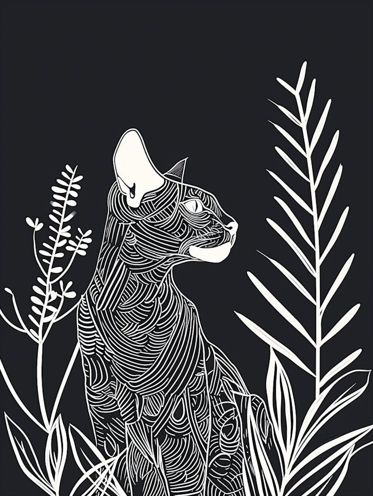 Egyptian Mau Cat Minimalist Illustration 1
