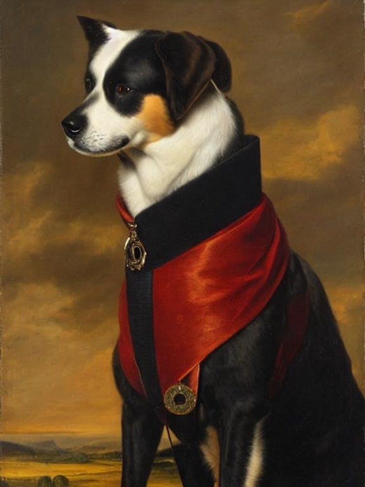 Canaan Dog 2 Renaissance Portrait Oil Painting