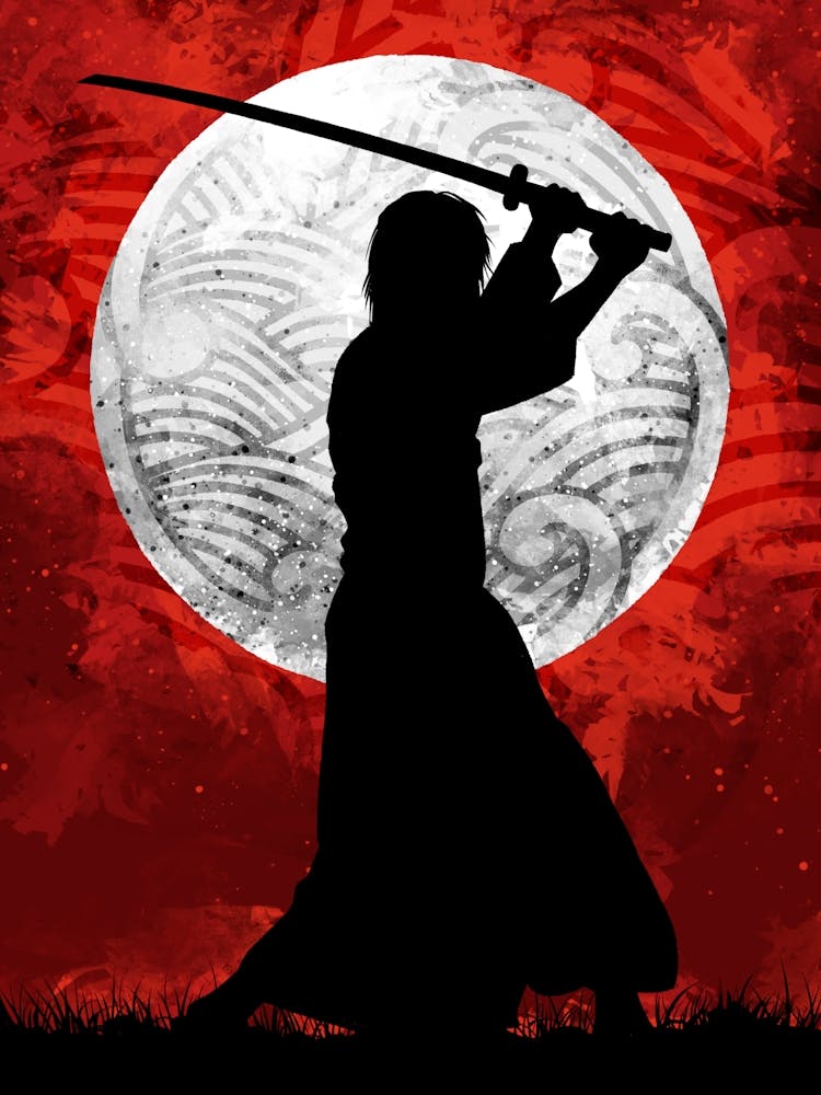 Samurai Silhouette Red