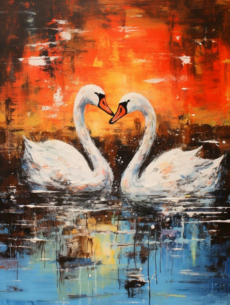 Swans Abstract Expressionism 2