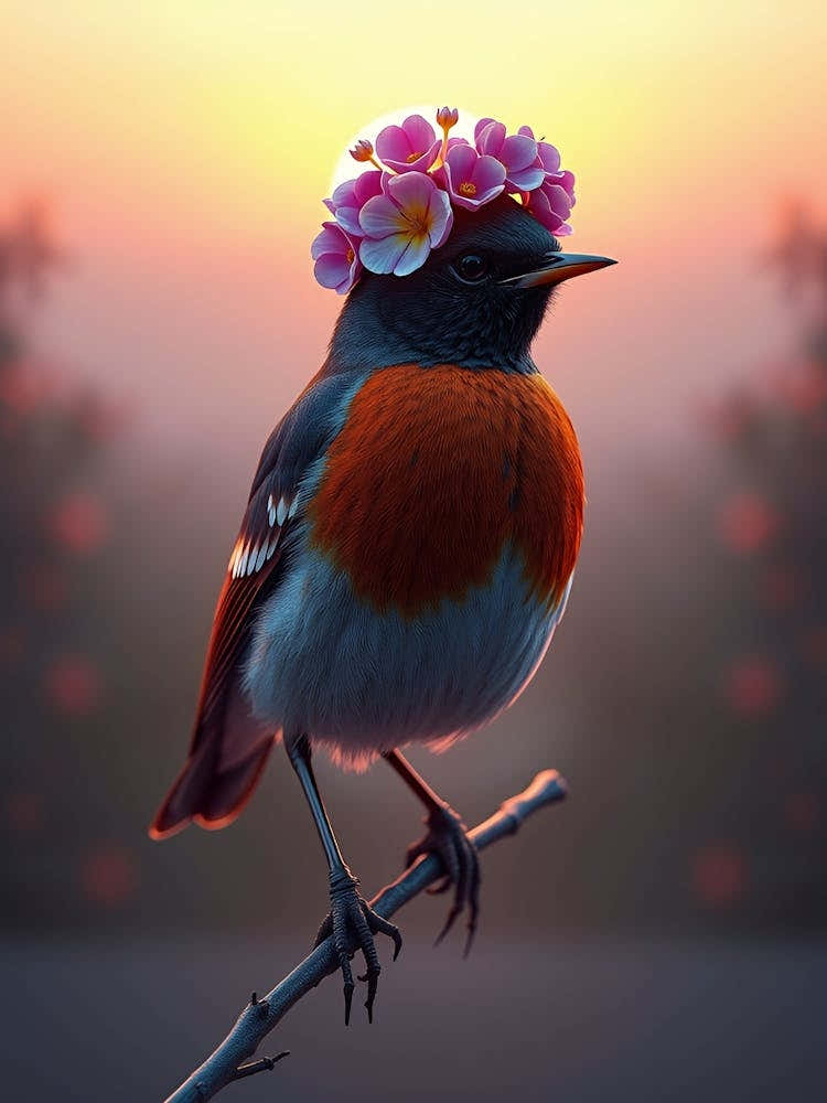 Bird With Flower Crown