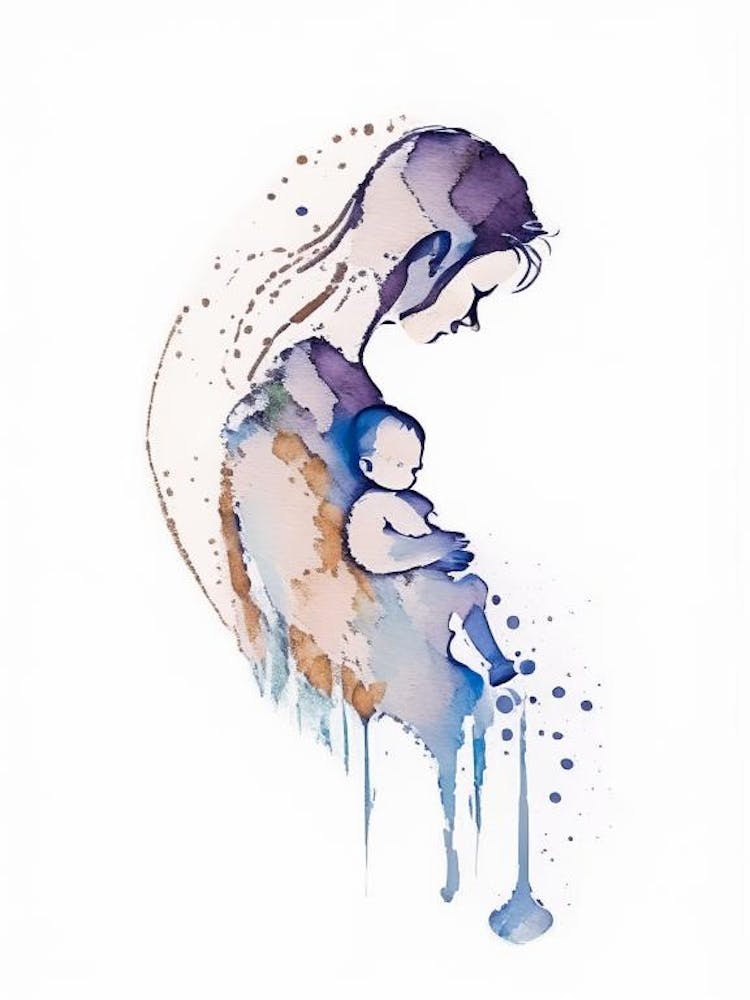 Mother And Child 1 Symbol Symbol Minimal Watercolour